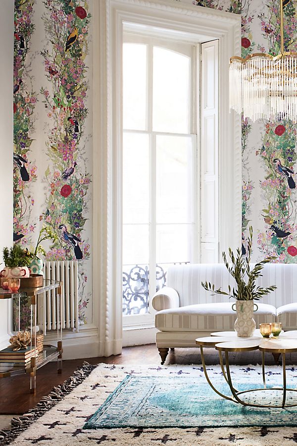 Anthropologie Wallpaper Bird Sanctuary Floral