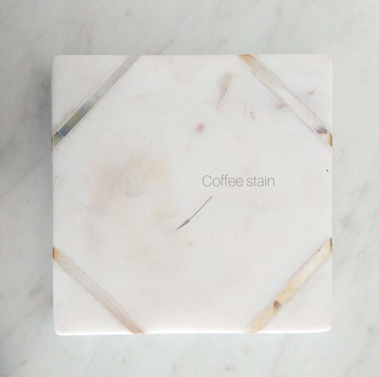 Coffee stain on marble